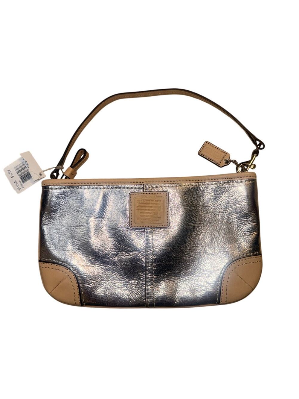 Coach Silver Metallic Shoulder Bag/ Wristlet